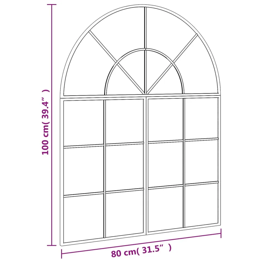 Miroir mural noir 80x100 cm arche fer - 7