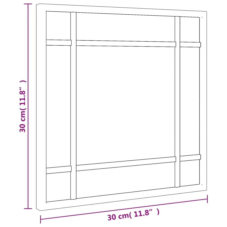 Miroir mural noir 30x30 cm carré fer - 7