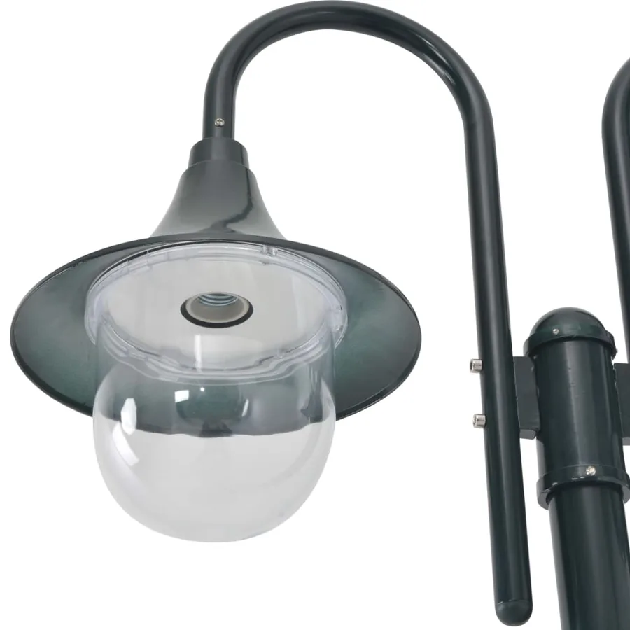 Lampadaire de jardin E27 220cm Aluminium 2 lanternes Vert foncé - 3