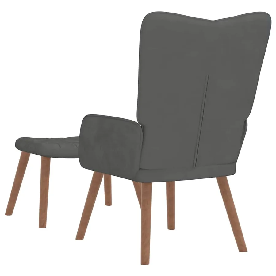 Chaise de relaxation avec repose-pied Gris foncé Velours - 5