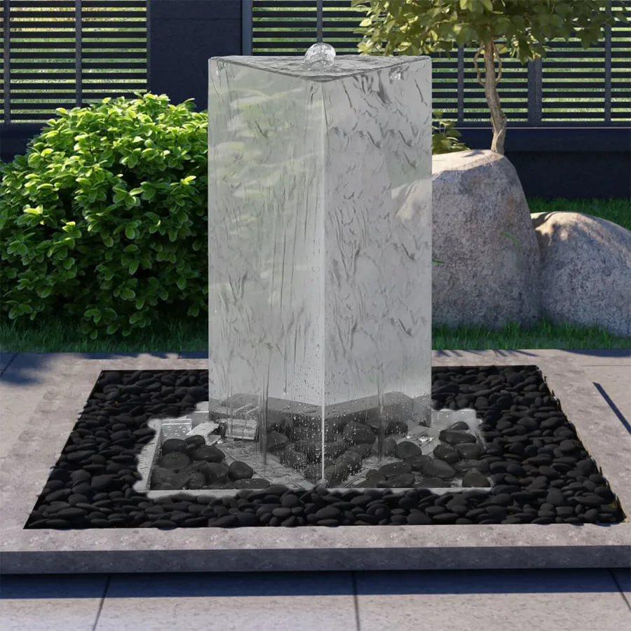 Fontaine de jardin et pompe Acier inoxydable 76 cm Triangulaire