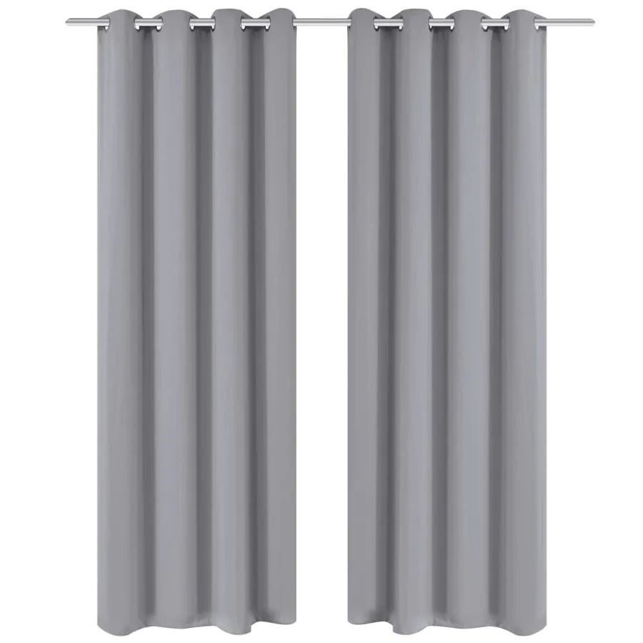 Rideau occultant 2 pcs avec œillets métalliques 135x175 cm Gris