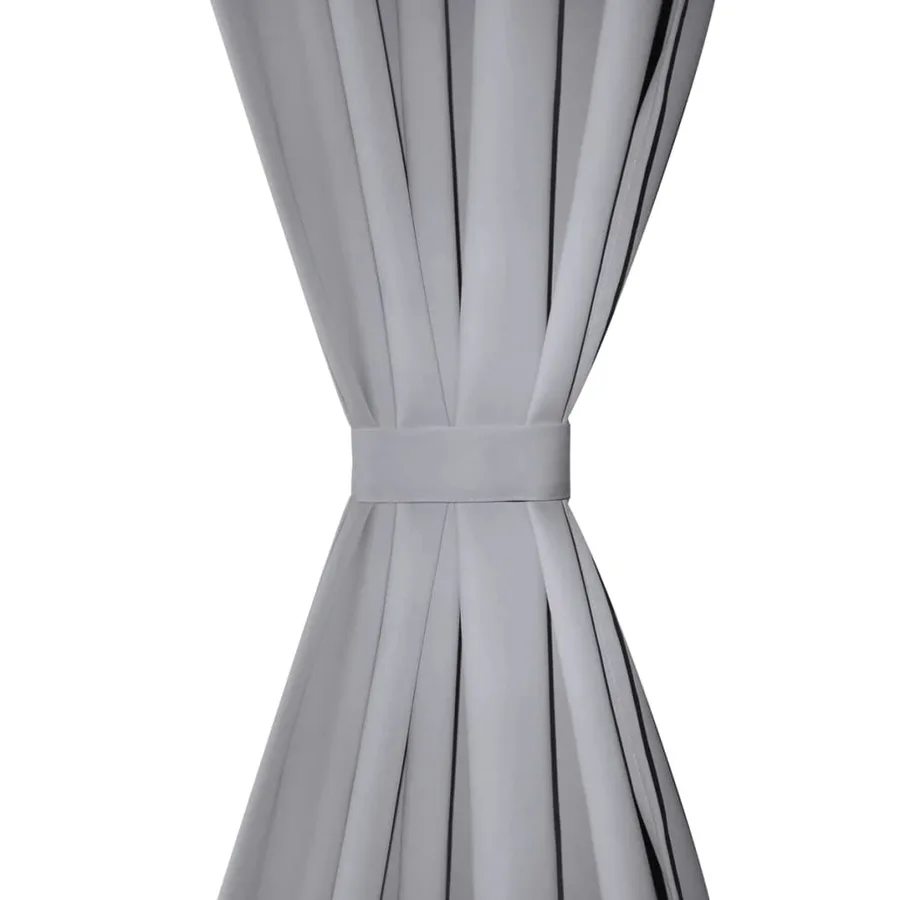 Rideau occultant 2 pcs avec œillets métalliques 135x175 cm Gris - 3