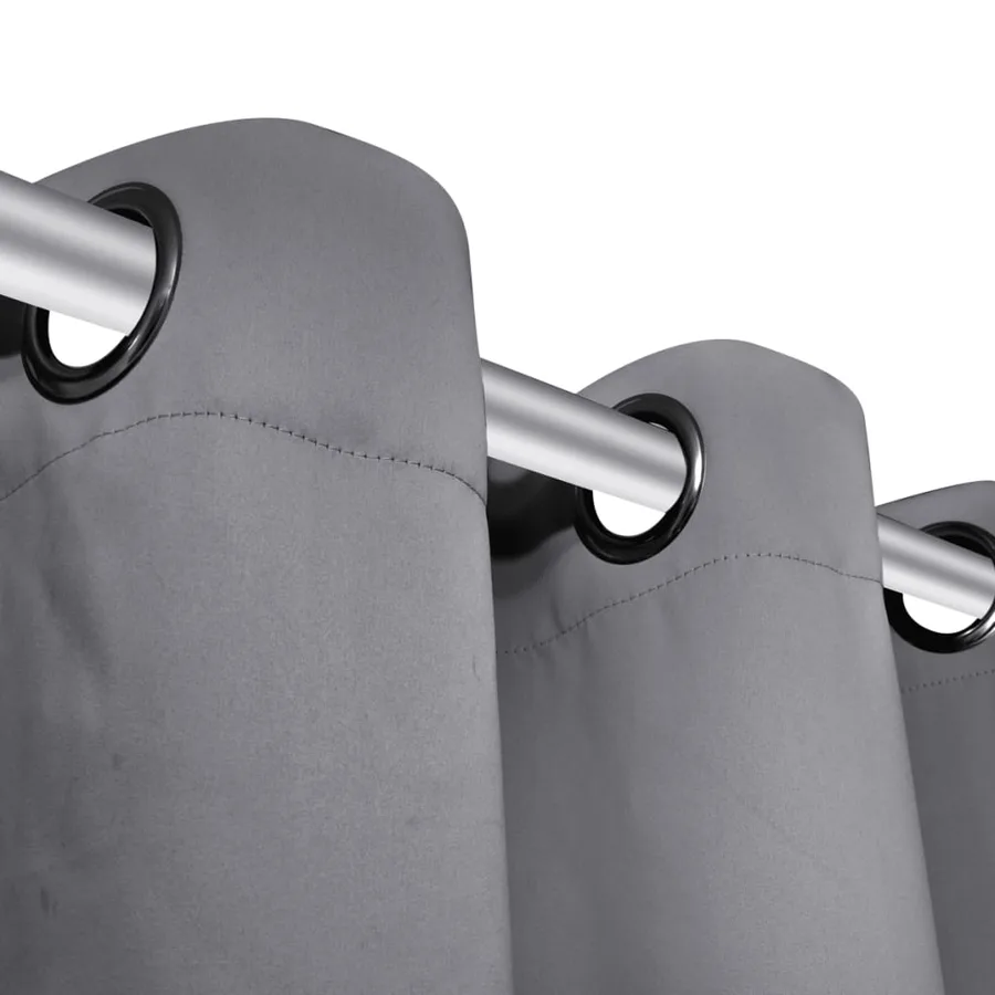 Rideau occultant 2 pcs avec œillets métalliques 135x175 cm Gris - 4