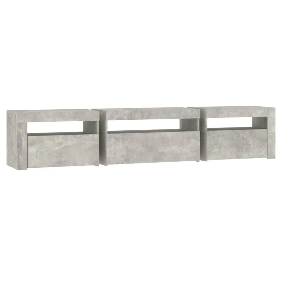 Meuble TV avec lumières LED Gris béton 195x35x40 cm - 7
