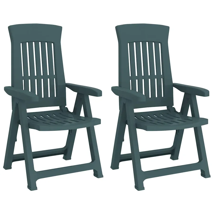 Chaises inclinables de jardin lot de 2 vert PP - 2
