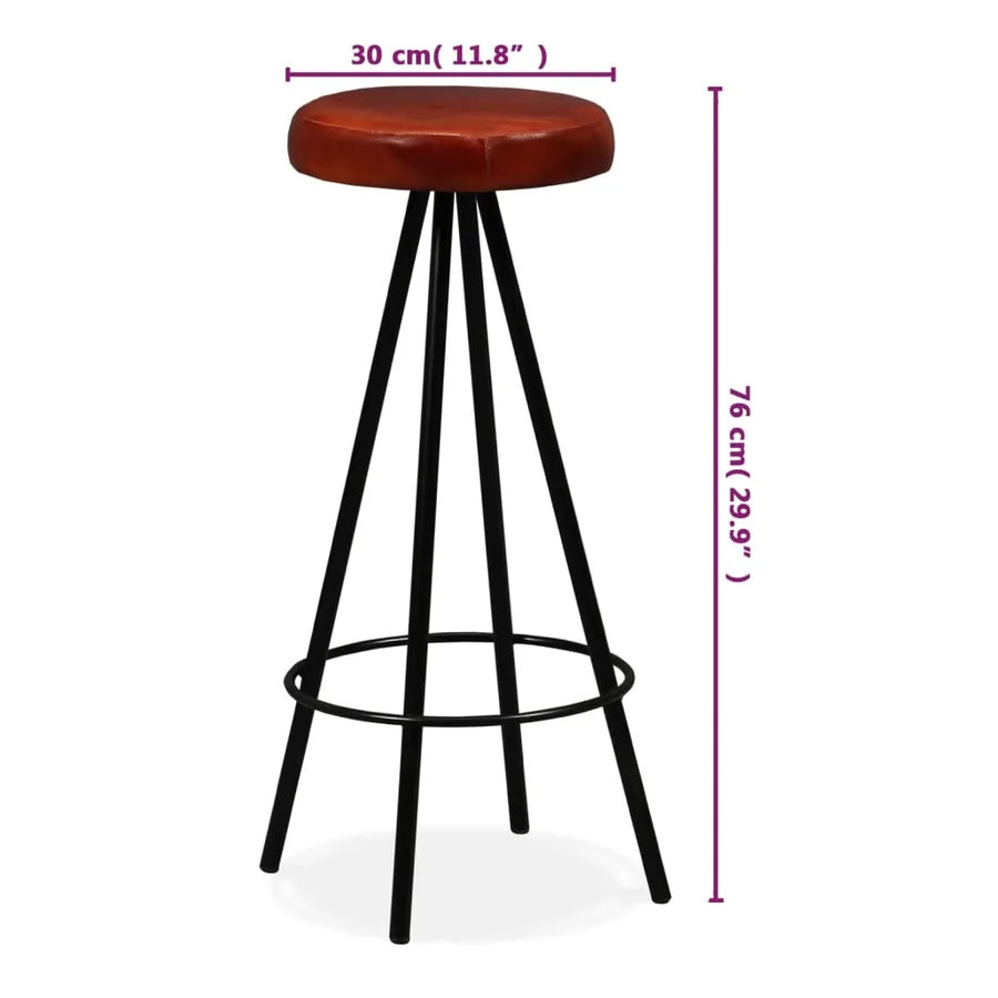 Tabourets de bar lot de 4 cuir véritable - 15