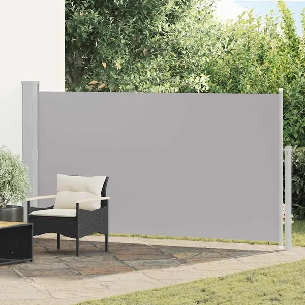 Auvent latéral rétractable de patio 160 x 300 cm Gris