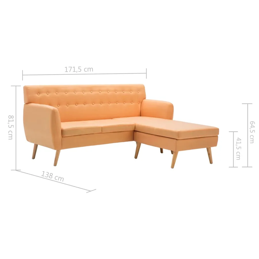 Canapé d'angle revêtement en tissu 171,5x138x81,5 cm orange - 10
