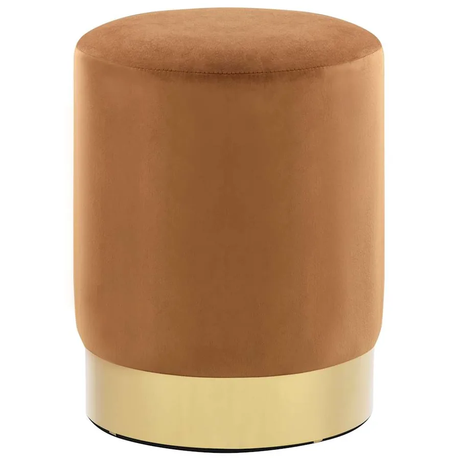Tabouret Marron et doré Velours 28 x 36 cm