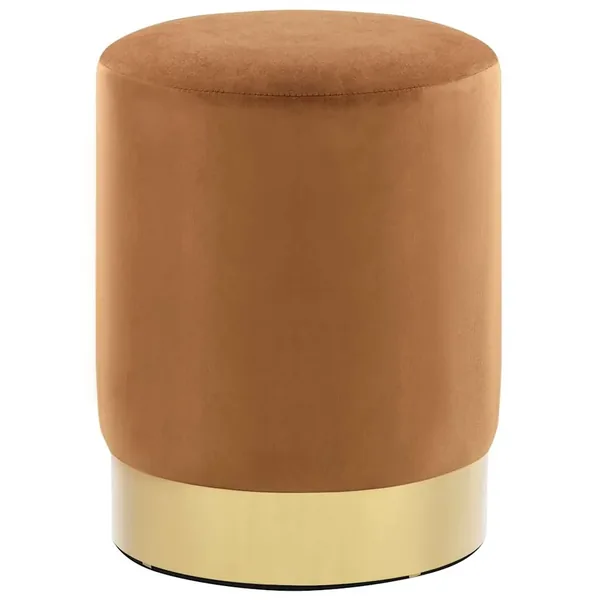 Tabouret Marron et doré Velours 28 x 36 cm