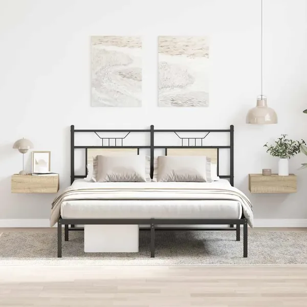Tables de chevet flottantes 2 pcs Chêne sonoma Bois ingénierie