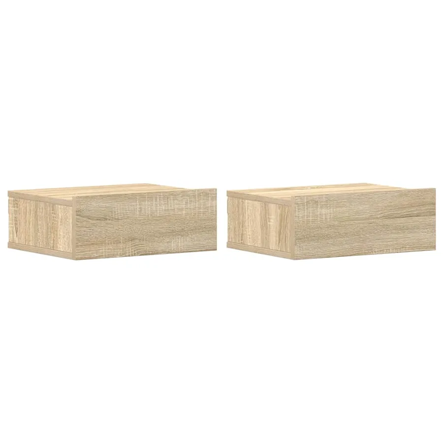 Tables de chevet flottantes 2 pcs Chêne sonoma Bois ingénierie - 2