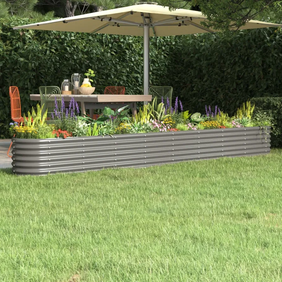 Lit surélevé de jardin Acier galvanisé 332x40x36 cm gris
