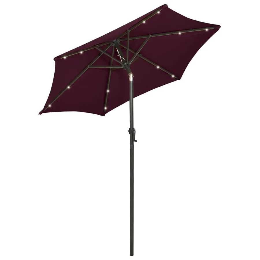 Parasol de jardin avec lumières LED rouge bordeaux aluminium - 2