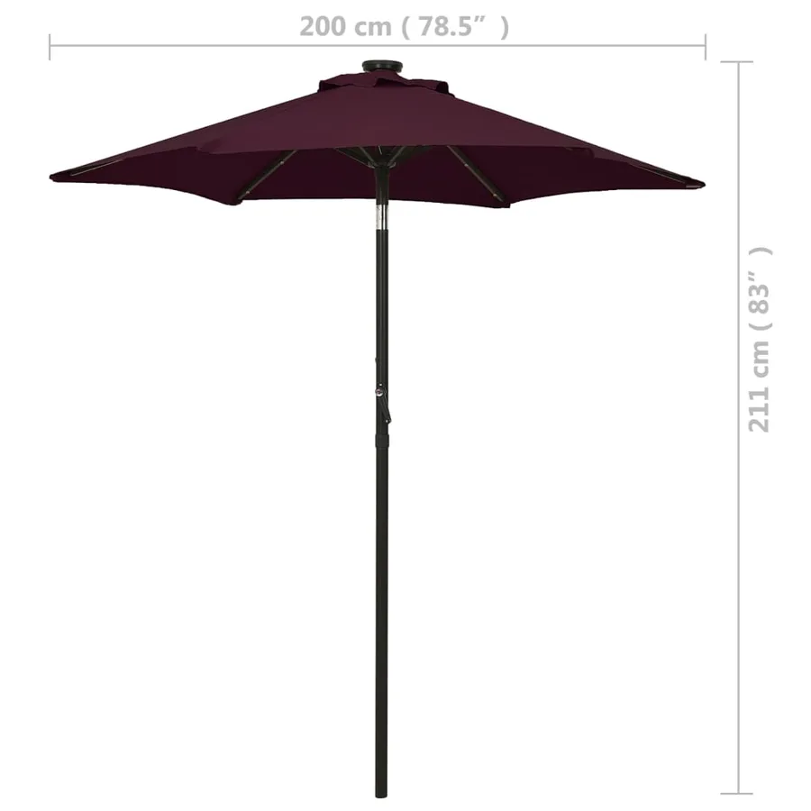 Parasol de jardin avec lumières LED rouge bordeaux aluminium - 9