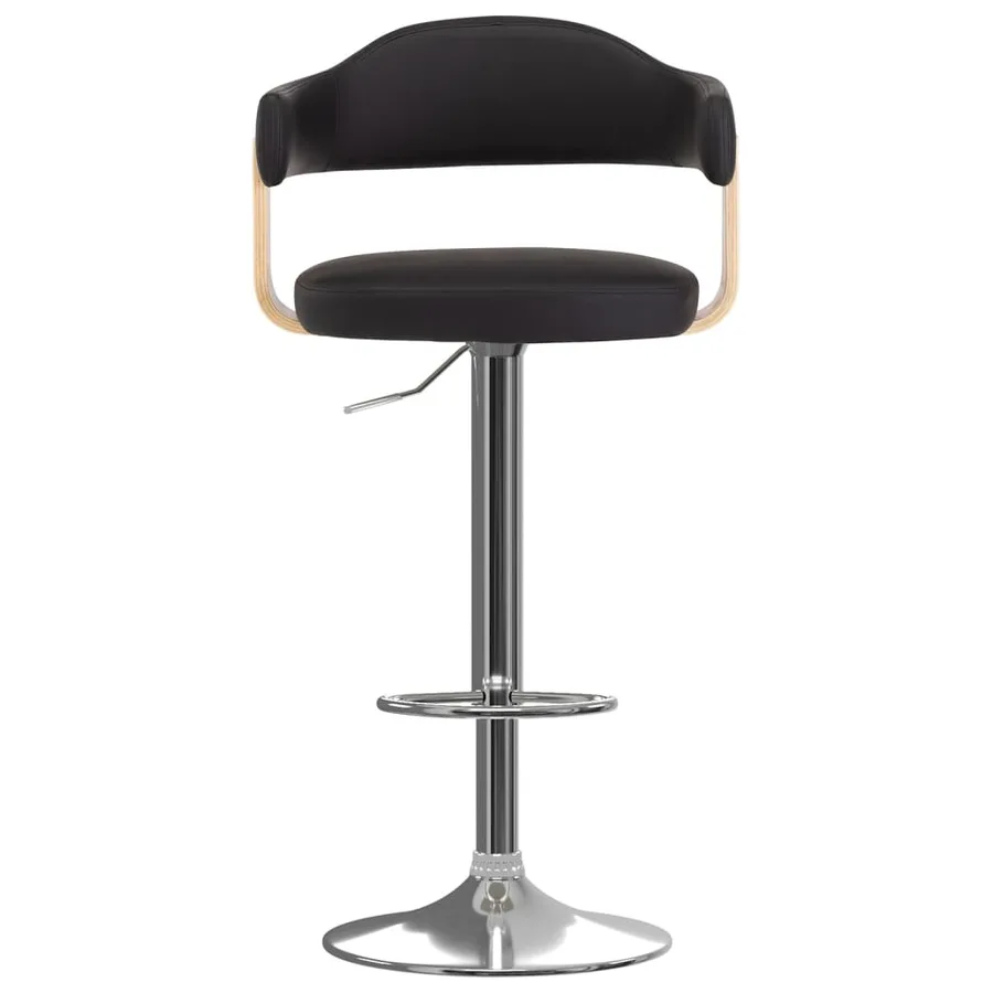 Tabourets de bar lot de 2 noir bois courbé et similicuir - 3