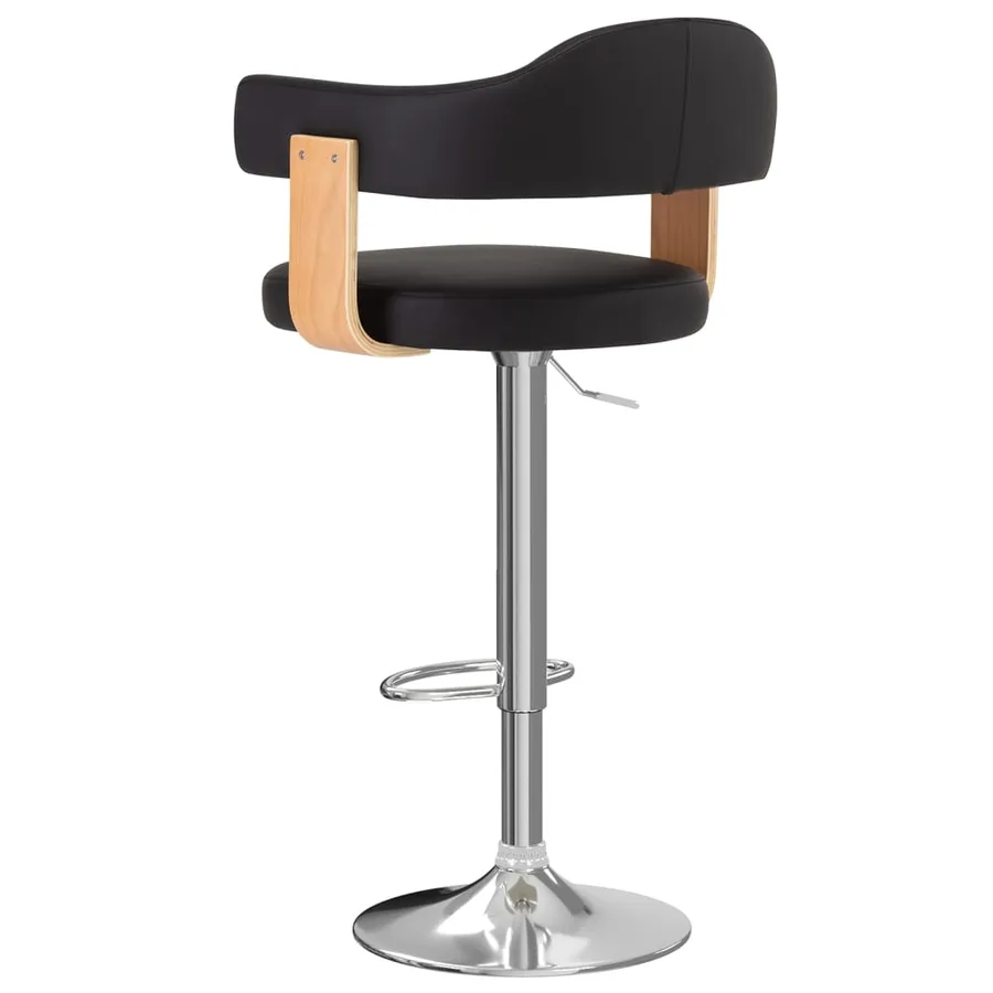 Tabourets de bar lot de 2 noir bois courbé et similicuir - 5