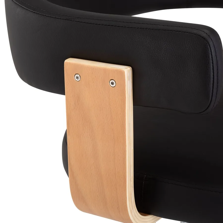 Tabourets de bar lot de 2 noir bois courbé et similicuir - 7