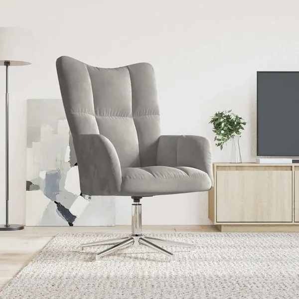 Chaise de relaxation Gris clair Velours