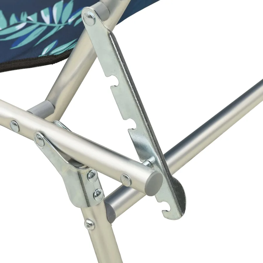 Chaise longue pliable avec auvent motif de feuilles aluminium - 5