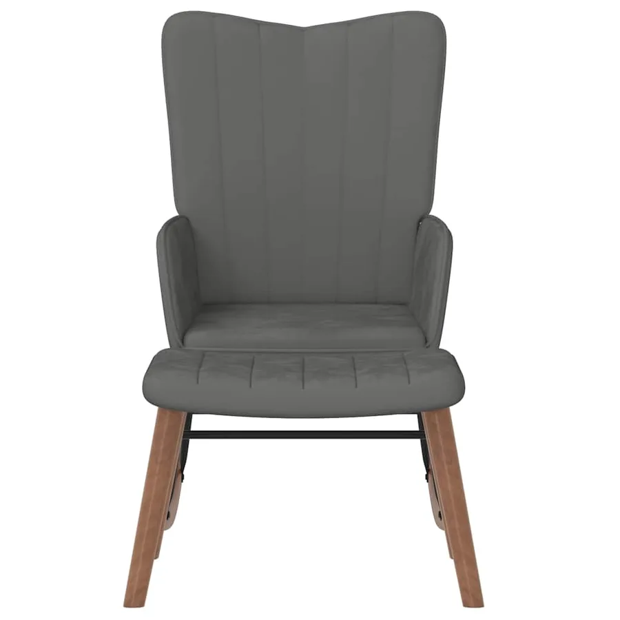 Chaise à bascule avec repose-pied Gris foncé Velours - 3
