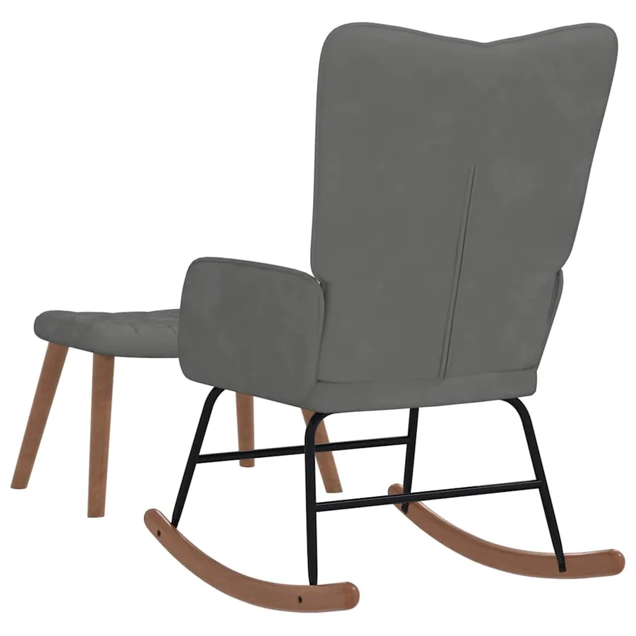 Chaise à bascule avec repose-pied Gris foncé Velours - 5