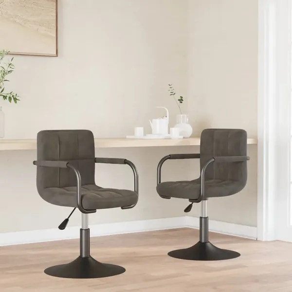 Chaises pivotantes à manger lot de 2 gris foncé velours