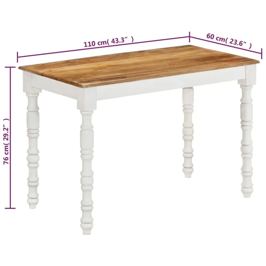 Table à dîner 110x60x76 cm Bois de manguier massif - 8