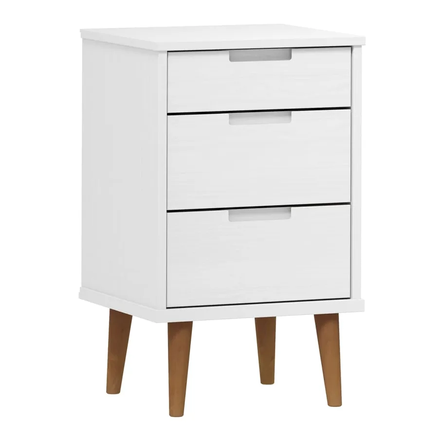 Table de chevet MOLDE Blanc 40x35x65 cm Bois de pin massif - 2
