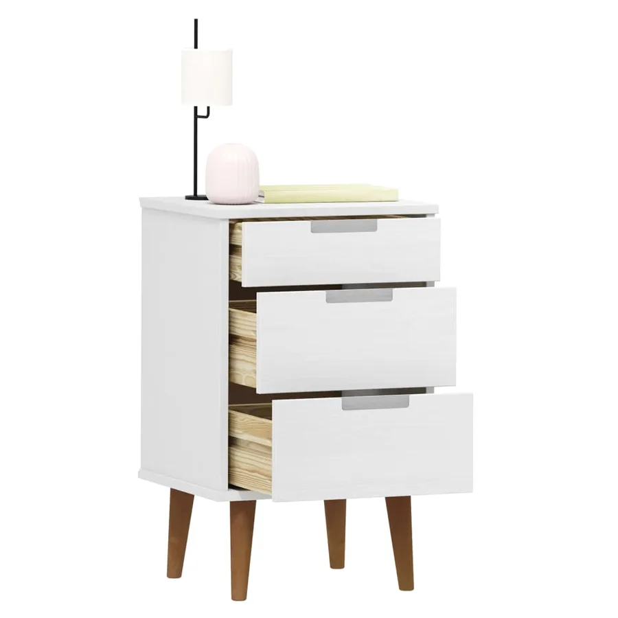 Table de chevet MOLDE Blanc 40x35x65 cm Bois de pin massif - 3