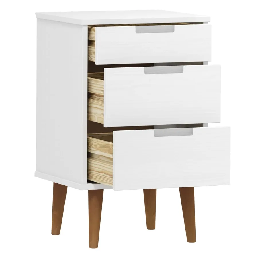 Table de chevet MOLDE Blanc 40x35x65 cm Bois de pin massif - 5