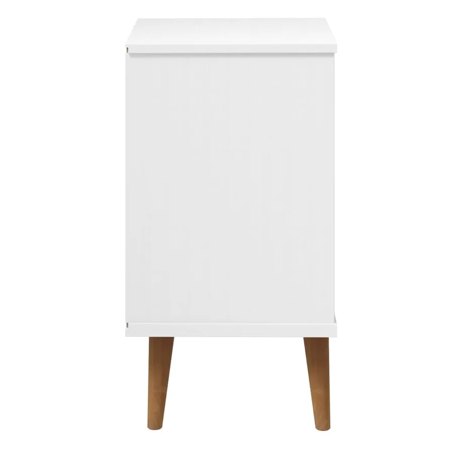 Table de chevet MOLDE Blanc 40x35x65 cm Bois de pin massif - 6