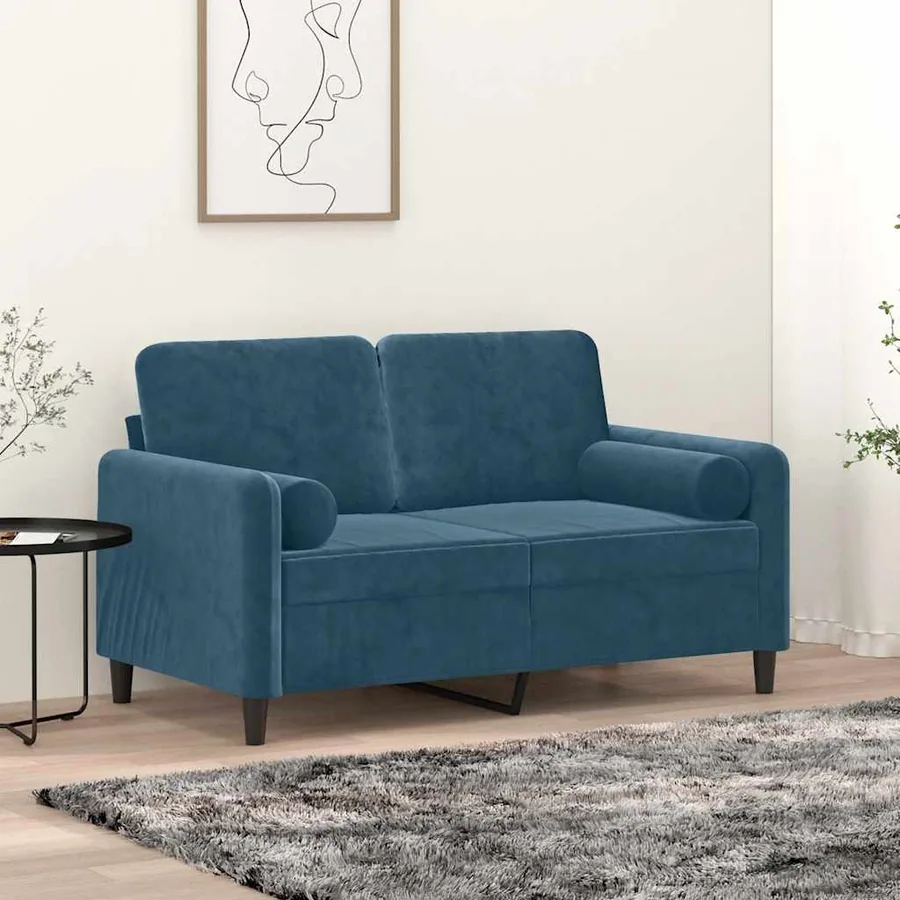 Coussins décoratifs lot de 2 Bleu Ø15x50 cm Velours