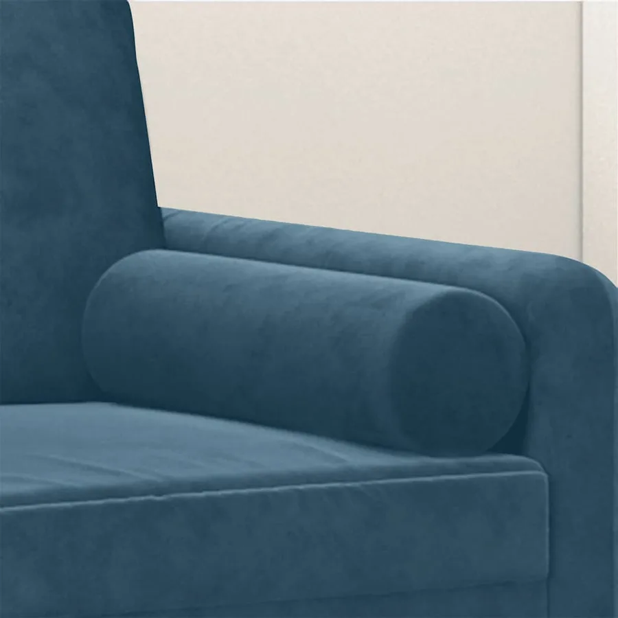 Coussins décoratifs lot de 2 Bleu Ø15x50 cm Velours - 5