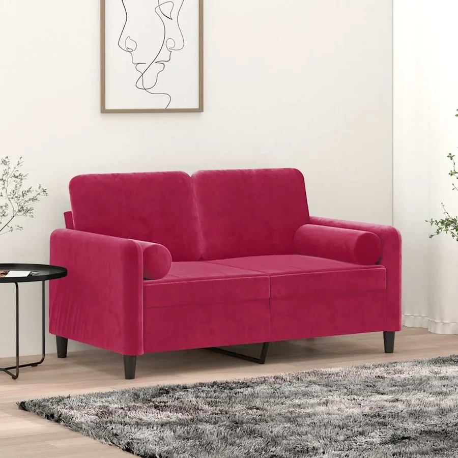 Coussins décoratifs lot de 2 Rouge bordeaux Ø15x50 cm Velours