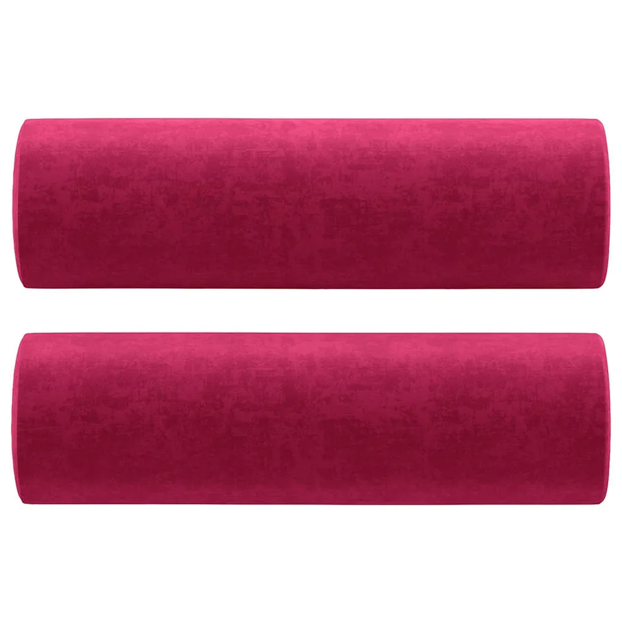 Coussins décoratifs lot de 2 Rouge bordeaux Ø15x50 cm Velours - 2