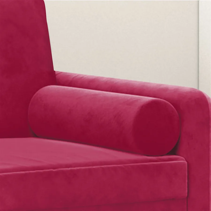 Coussins décoratifs lot de 2 Rouge bordeaux Ø15x50 cm Velours - 5