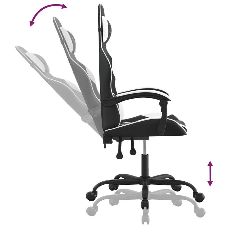Chaise de jeu pivotante Noir et blanc Similicuir - 10