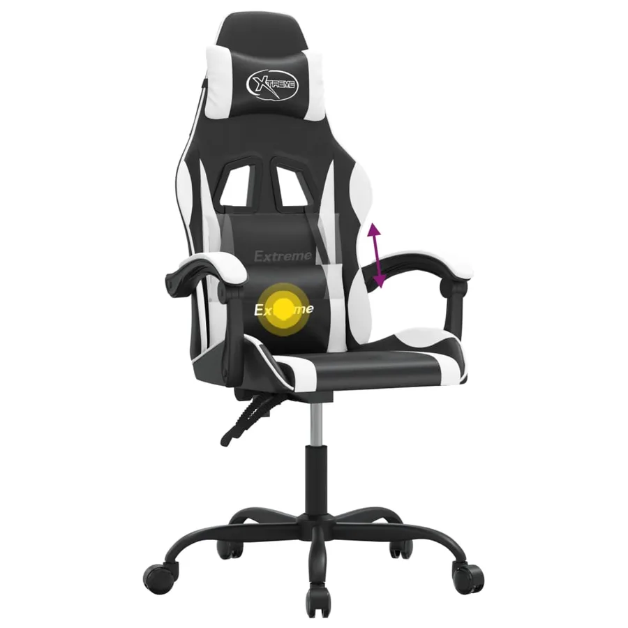Chaise de jeu pivotante Noir et blanc Similicuir - 11