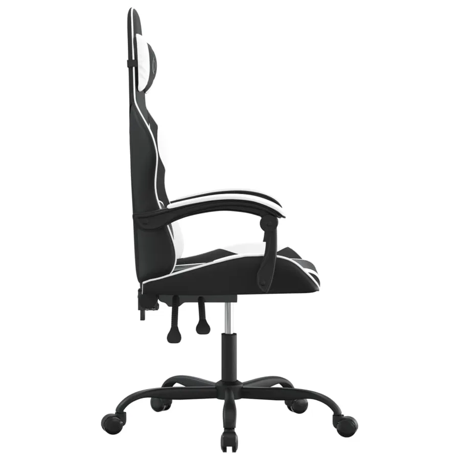 Chaise de jeu pivotante Noir et blanc Similicuir - 4
