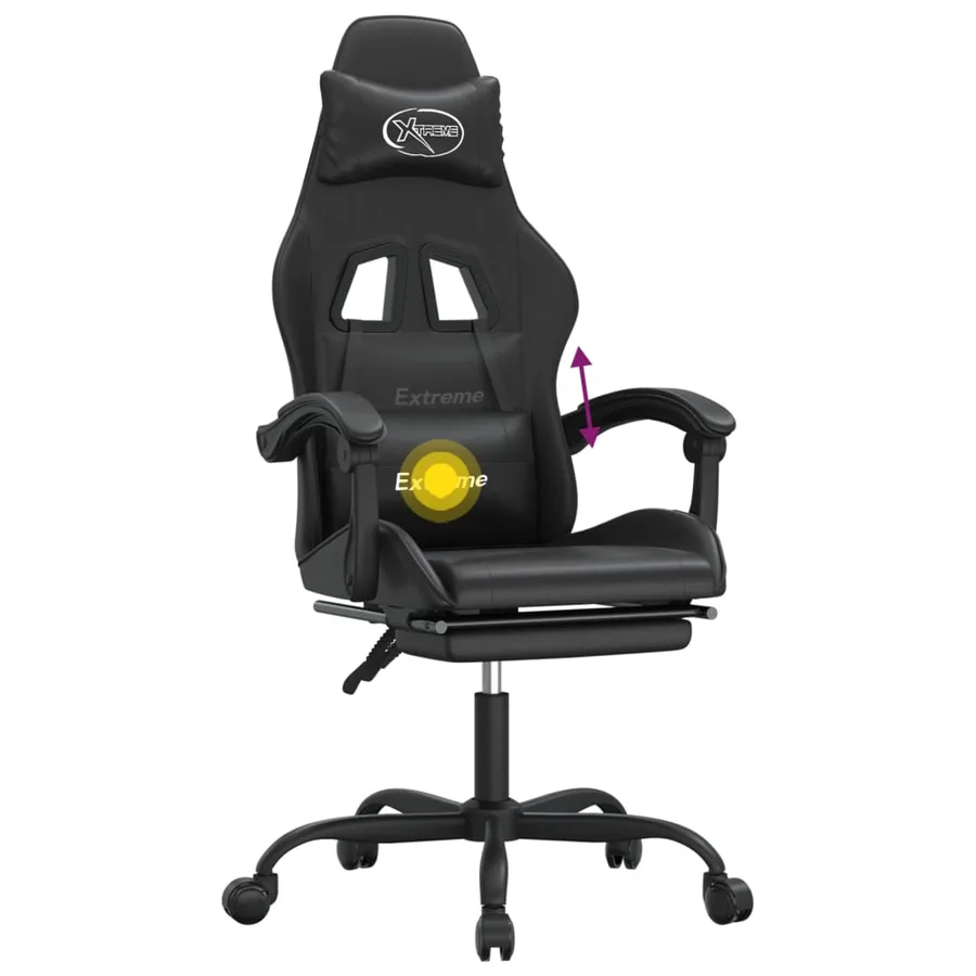 Chaise de jeu pivotante avec repose-pied Noir Similicuir - 12