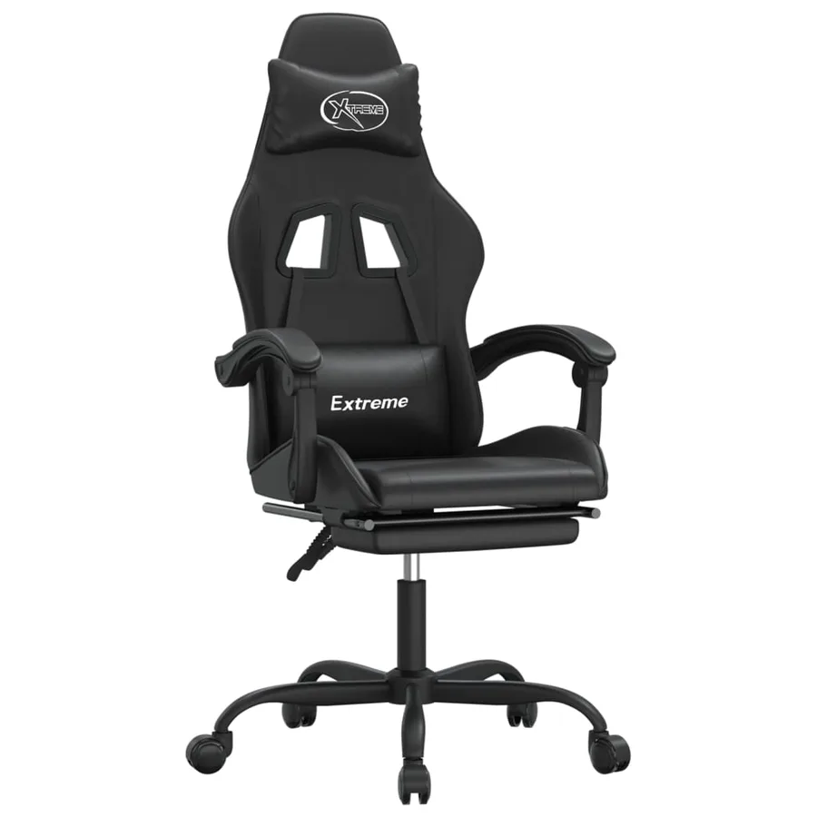 Chaise de jeu pivotante avec repose-pied Noir Similicuir - 2
