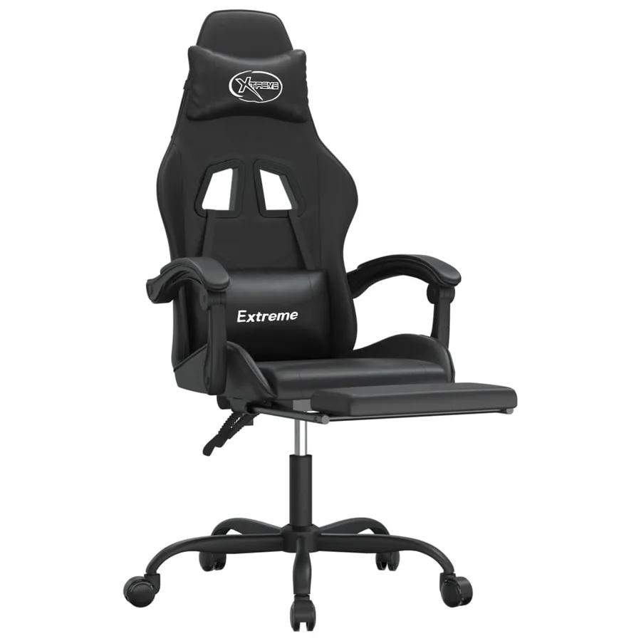 Chaise de jeu pivotante avec repose-pied Noir Similicuir - 6