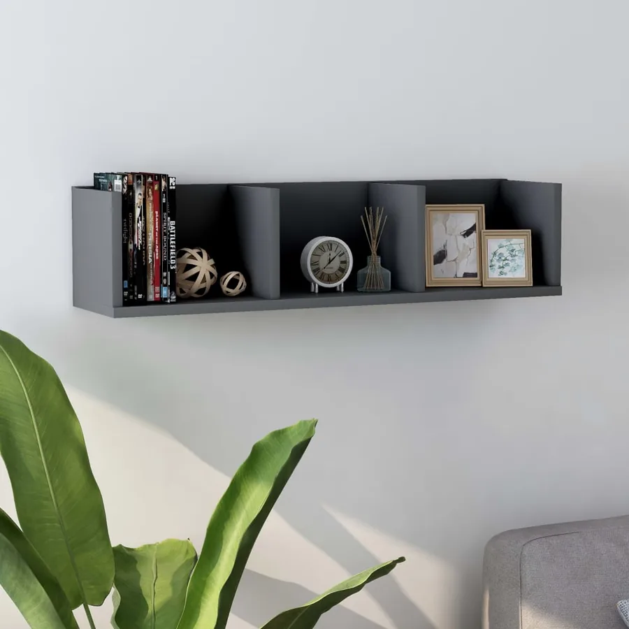 Étagère murale à CD Gris 75x18x18 cm Bois d'ingénierie