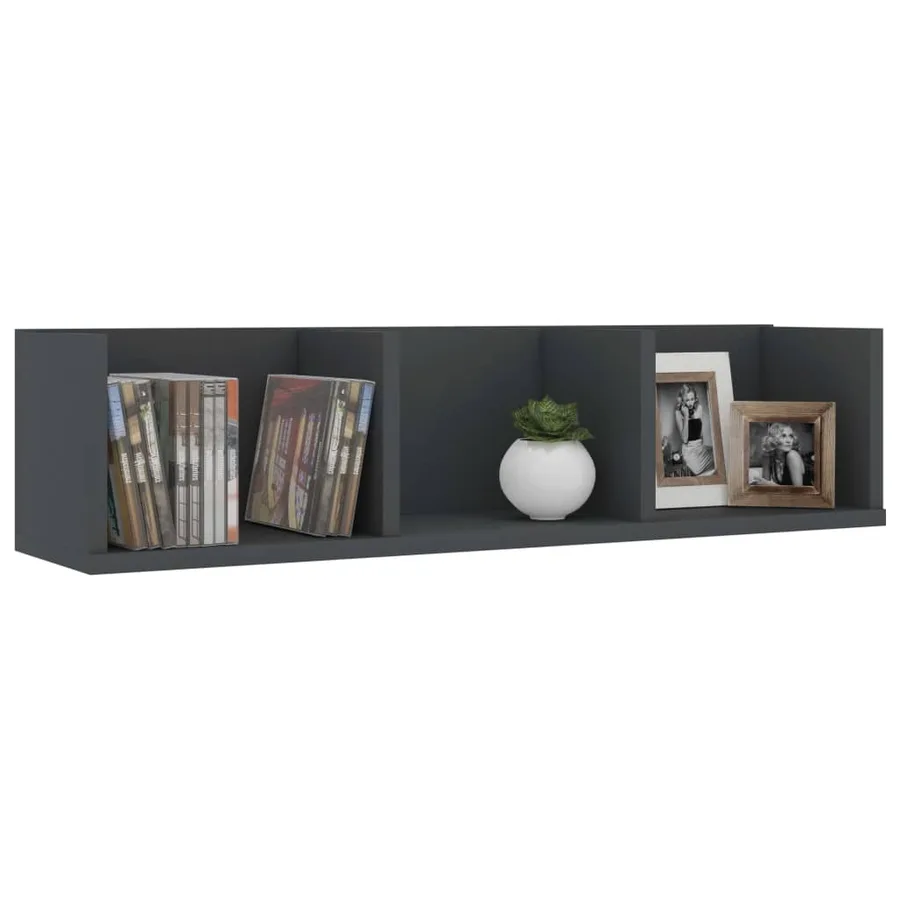 Étagère murale à CD Gris 75x18x18 cm Bois d'ingénierie - 3
