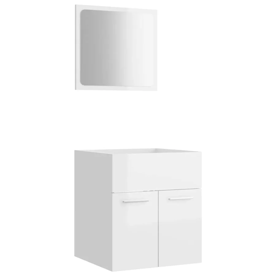Ensemble de meubles de bain 2 pcs Blanc brillant Aggloméré - 2
