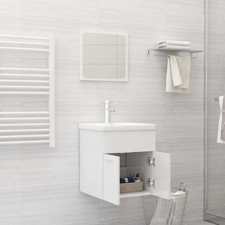 Ensemble de meubles de bain 2 pcs Blanc brillant Aggloméré - 3