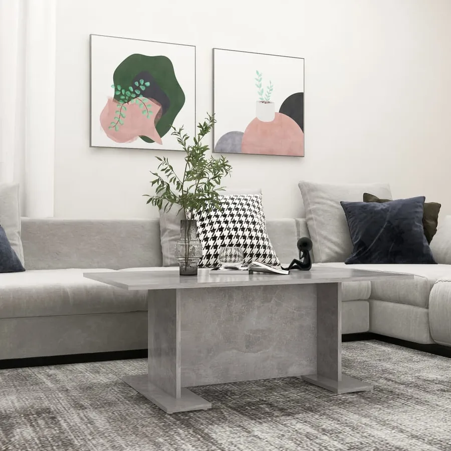 Table basse gris béton 103,5x60x40 cm bois d'ingénierie
