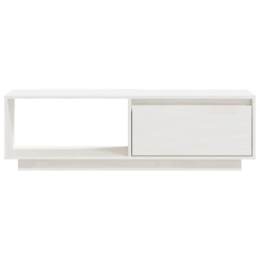 Meuble TV Blanc 110x30x33,5 cm Bois de pin massif - 4